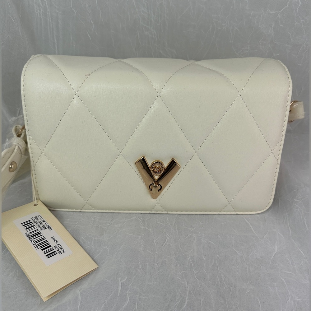 Valentino Orlandi Cream Diamond Quilted Crossbody Bag